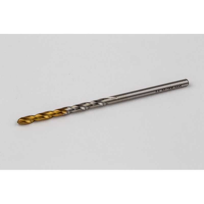 2.4mm Ø Cobalt Jobber Drill, 135° Point Angle x 30° Helix, 2 Flute, TiN Coated - Pack of 10