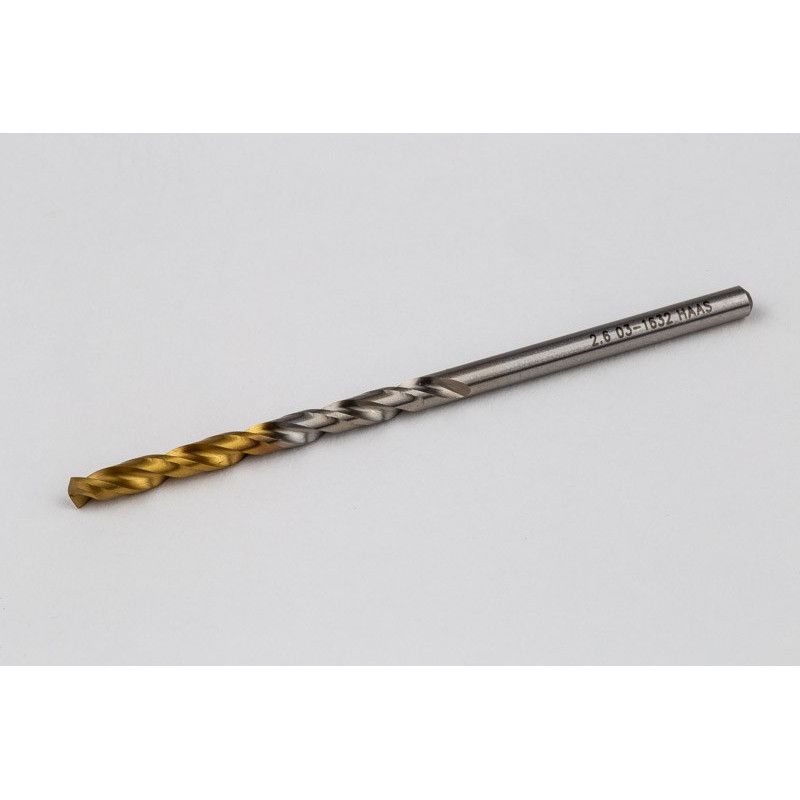 2.6mm Ø Cobalt Jobber Drill, 135° Point Angle x 30° Helix, 2 Flute, TiN Coated - Pack of 10