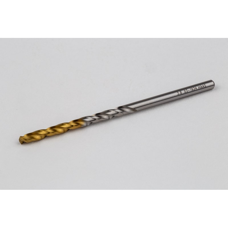 2.8mm Ø Cobalt Jobber Drill, 135° Point Angle x 30° Helix, 2 Flute, TiN Coated - Pack of 10
