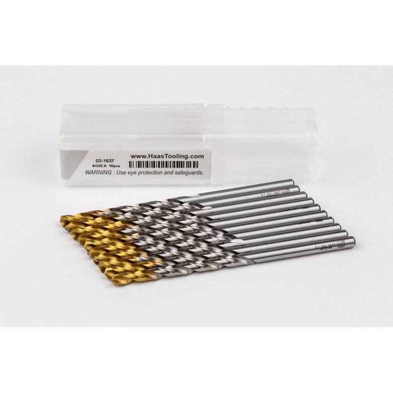 3.1mm Ø Cobalt Jobber Drill, 135° Point Angle x 30° Helix, 2 Flute, TiN Coated - Pack of 10