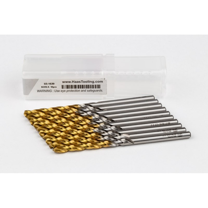 3.3mm Ø Cobalt Jobber Drill, 135° Point Angle x 30° Helix, 2 Flute, TiN Coated - Pack of 10