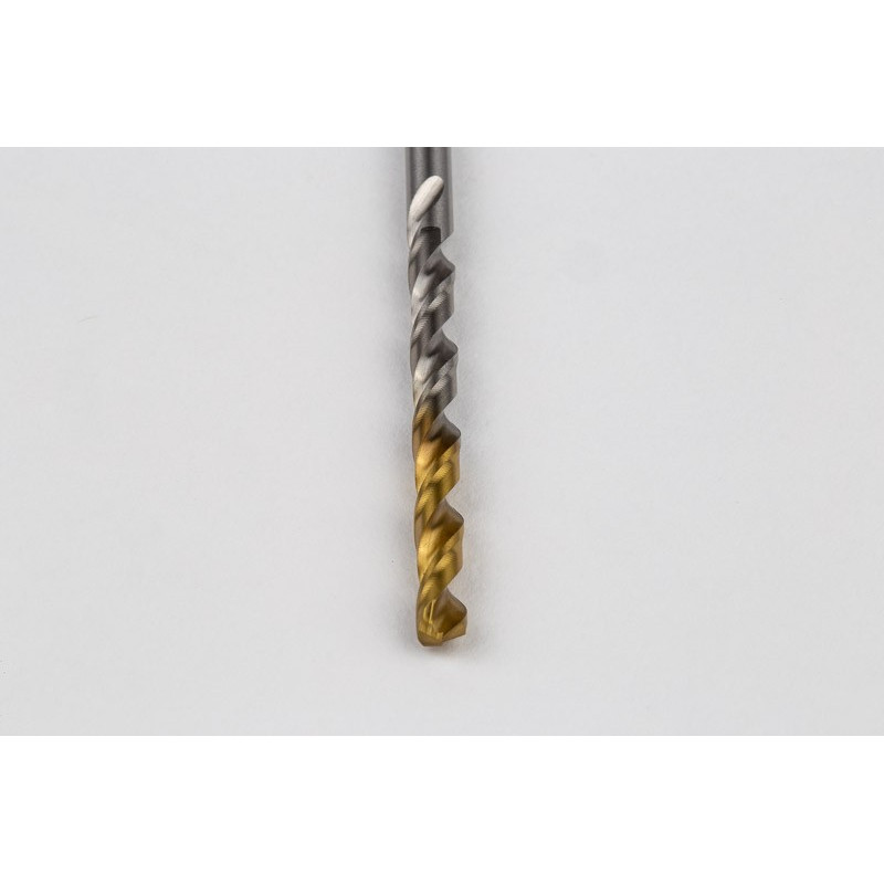 3.4mm Ø Cobalt Jobber Drill, 135° Point Angle x 30° Helix, 2 Flute, TiN Coated - Pack of 10