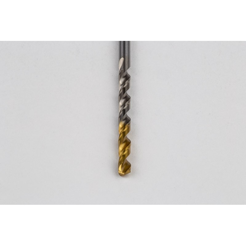 3.8mm Ø Cobalt Jobber Drill, 135° Point Angle x 30° Helix, 2 Flute, TiN Coated - Pack of 10