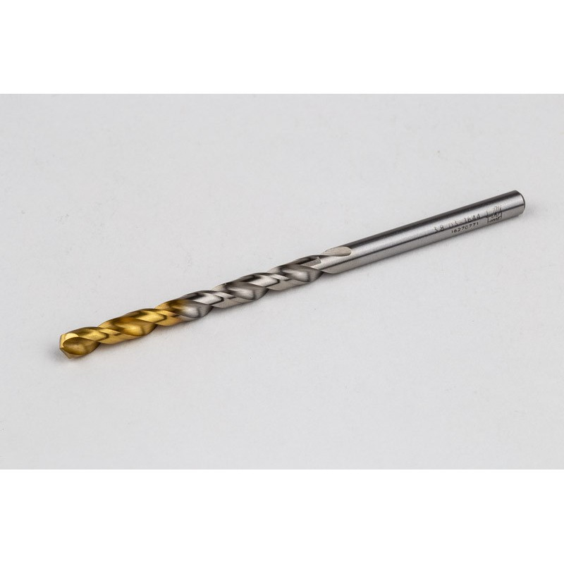 3.8mm Ø Cobalt Jobber Drill, 135° Point Angle x 30° Helix, 2 Flute, TiN Coated - Pack of 10