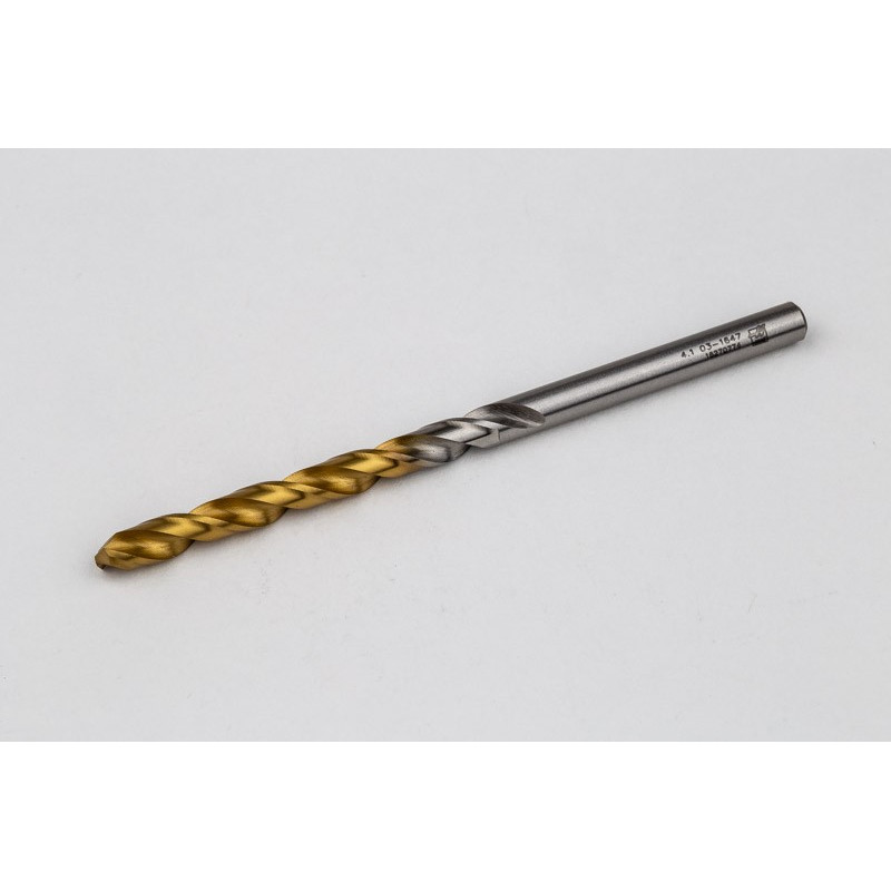 4.1mm Ø Cobalt Jobber Drill, 135° Point Angle x 30° Helix, 2 Flute, TiN Coated - Pack of 10