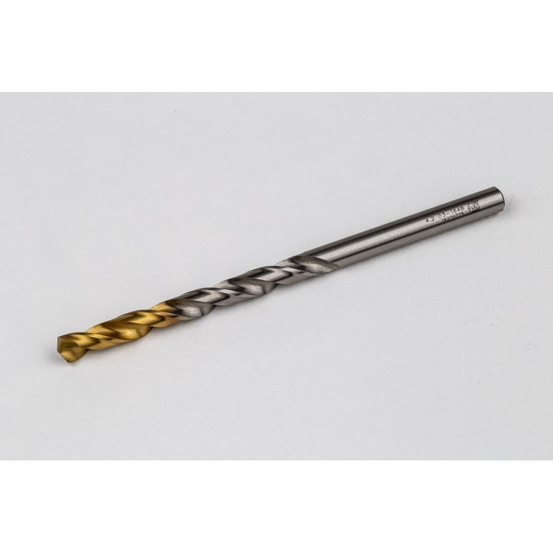 4.2mm Ø Cobalt Jobber Drill, 135° Point Angle x 30° Helix, 2 Flute, TiN Coated - Pack of 10