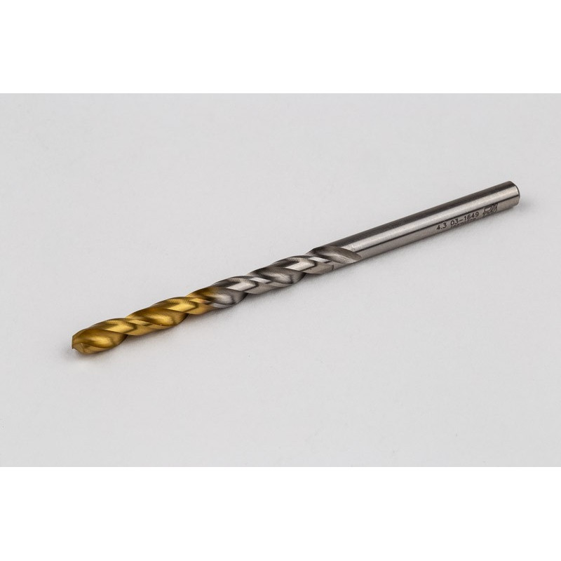 4.3mm Ø Cobalt Jobber Drill, 135° Point Angle x 30° Helix, 2 Flute, TiN Coated - Pack of 10