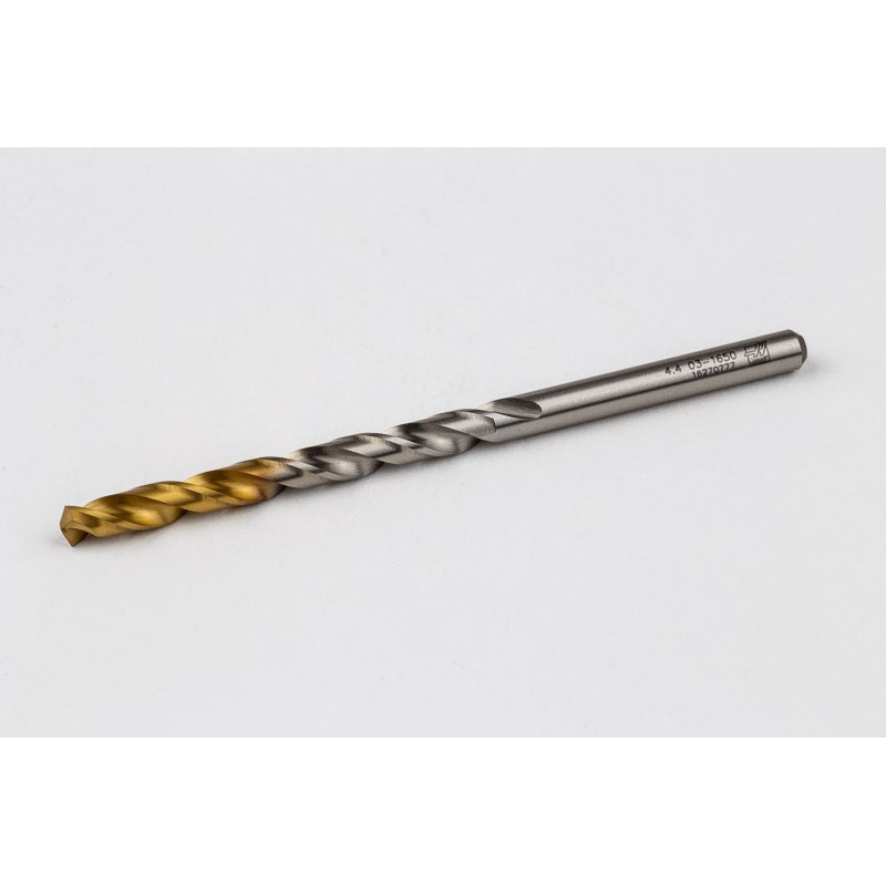 4.4mm Ø Cobalt Jobber Drill, 135° Point Angle x 30° Helix, 2 Flute, TiN Coated - Pack of 10