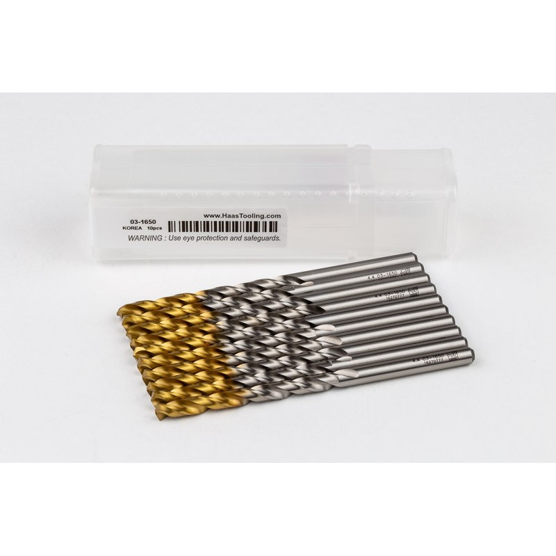 4.4mm Ø Cobalt Jobber Drill, 135° Point Angle x 30° Helix, 2 Flute, TiN Coated - Pack of 10