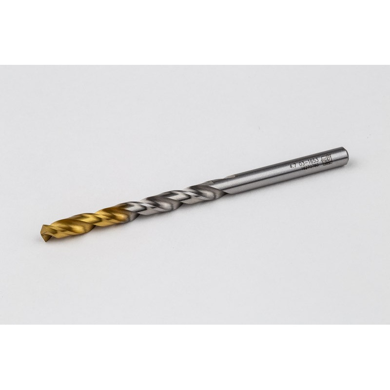 4.7mm Ø Cobalt Jobber Drill, 135° Point Angle x 30° Helix, 2 Flute, TiN Coated - Pack of 10
