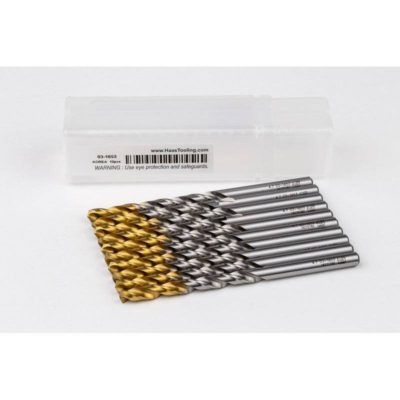 4.7mm Ø Cobalt Jobber Drill, 135° Point Angle x 30° Helix, 2 Flute, TiN Coated - Pack of 10