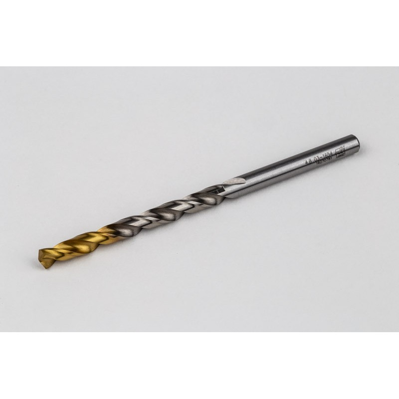 4.8mm Ø Cobalt Jobber Drill, 135° Point Angle x 30° Helix, 2 Flute, TiN Coated - Pack of 10