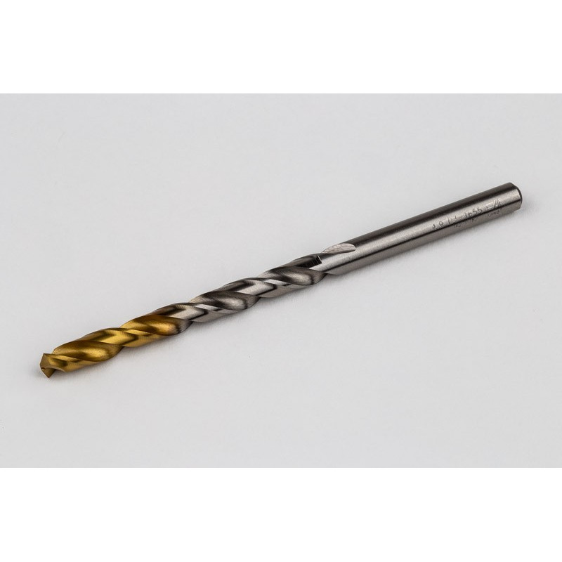 4.9mm Ø Cobalt Jobber Drill, 135° Point Angle x 30° Helix, 2 Flute, TiN Coated - Pack of 10