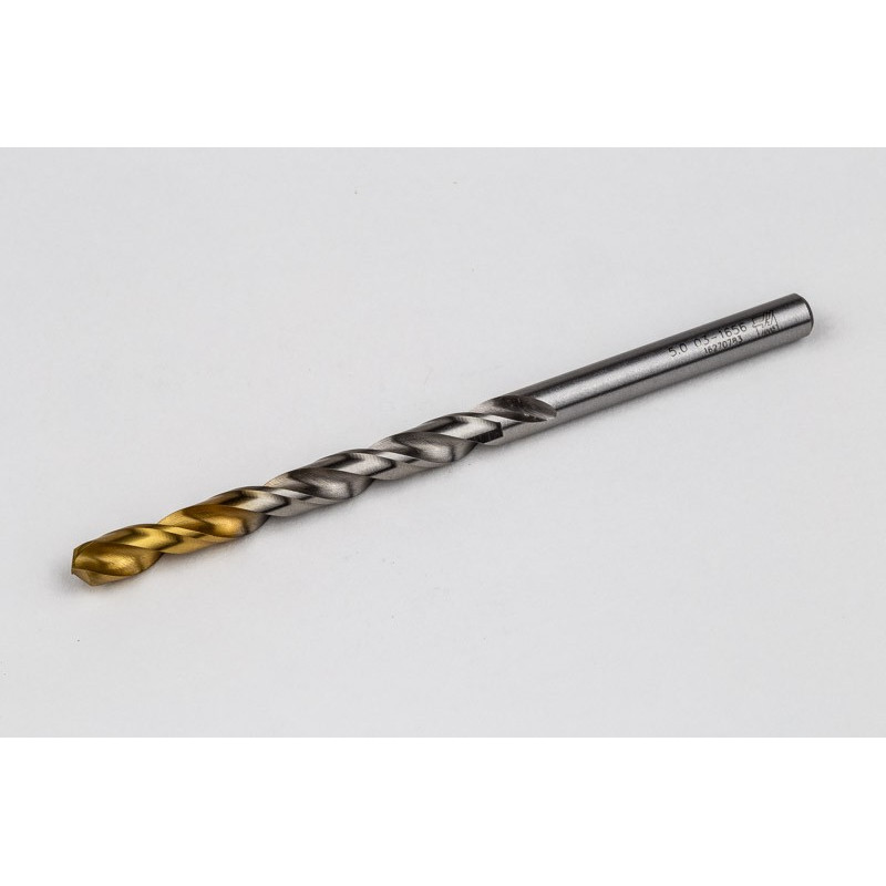 5mm Ø Cobalt Jobber Drill, 135° Point Angle x 30° Helix, 2 Flute, TiN Coated - Pack of 10