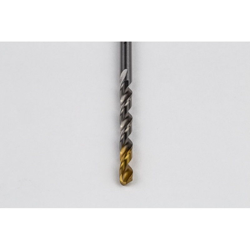 5.1mm Ø Cobalt Jobber Drill, 135° Point Angle x 30° Helix, 2 Flute, TiN Coated - Pack of 10