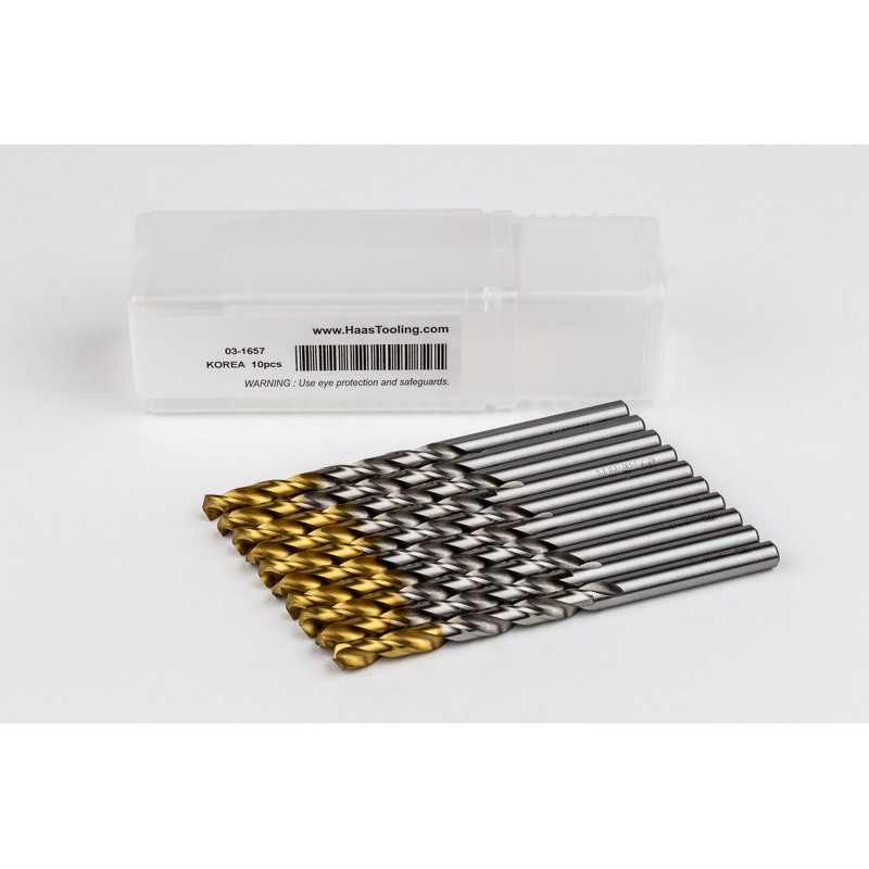 5.1mm Ø Cobalt Jobber Drill, 135° Point Angle x 30° Helix, 2 Flute, TiN Coated - Pack of 10