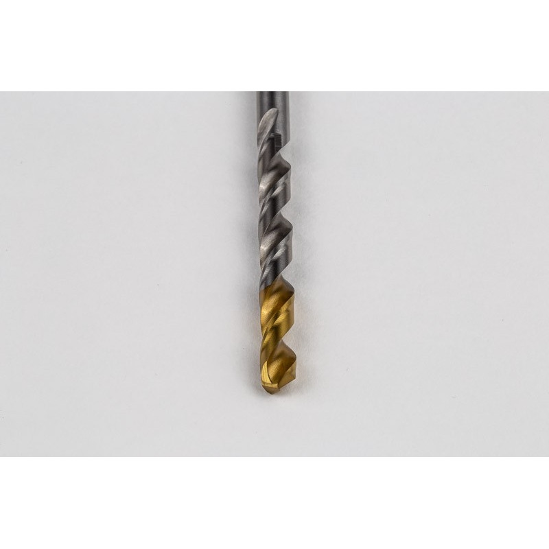 5.3mm Ø Cobalt Jobber Drill, 135° Point Angle x 30° Helix, 2 Flute, TiN Coated - Pack of 10