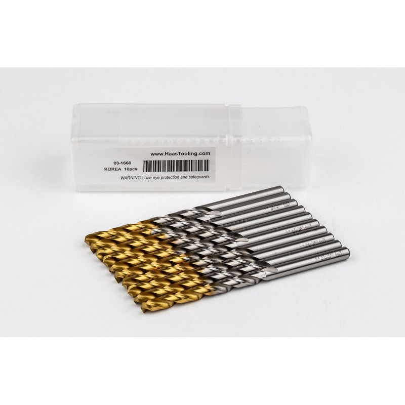 5.4mm Ø Cobalt Jobber Drill, 135° Point Angle x 30° Helix, 2 Flute, TiN Coated - Pack of 10