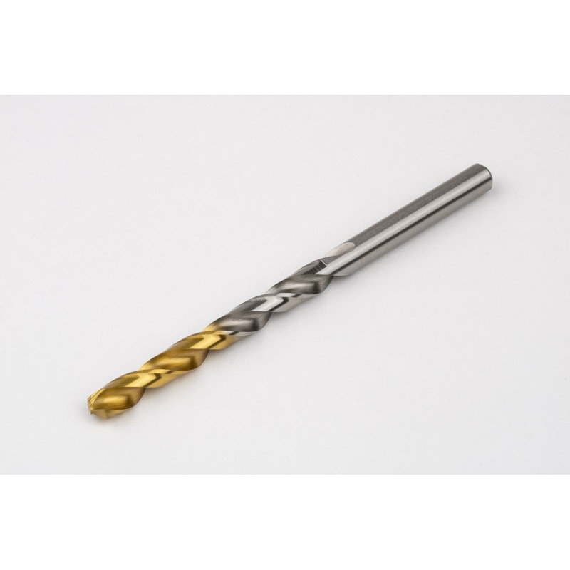 5.7mm Ø Cobalt Jobber Drill, 135° Point Angle x 30° Helix, 2 Flute, TiN Coated - Pack of 10