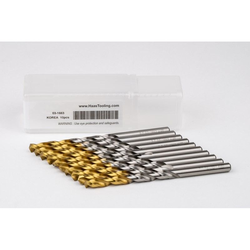 5.7mm Ø Cobalt Jobber Drill, 135° Point Angle x 30° Helix, 2 Flute, TiN Coated - Pack of 10