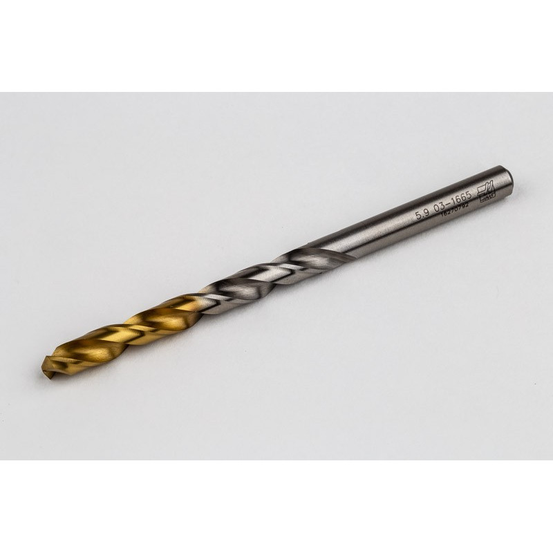 5.9mm Ø Cobalt Jobber Drill, 135° Point Angle x 30° Helix, 2 Flute, TiN Coated - Pack of 10