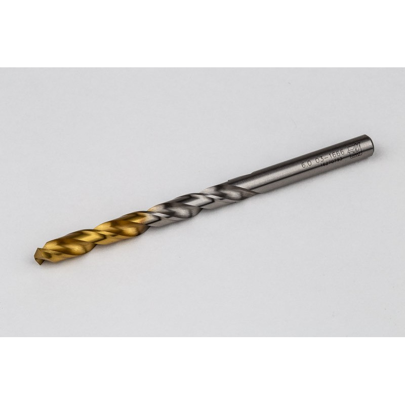 6mm Ø Cobalt Jobber Drill, 135° Point Angle x 30° Helix, 2 Flute, TiN Coated - Pack of 10