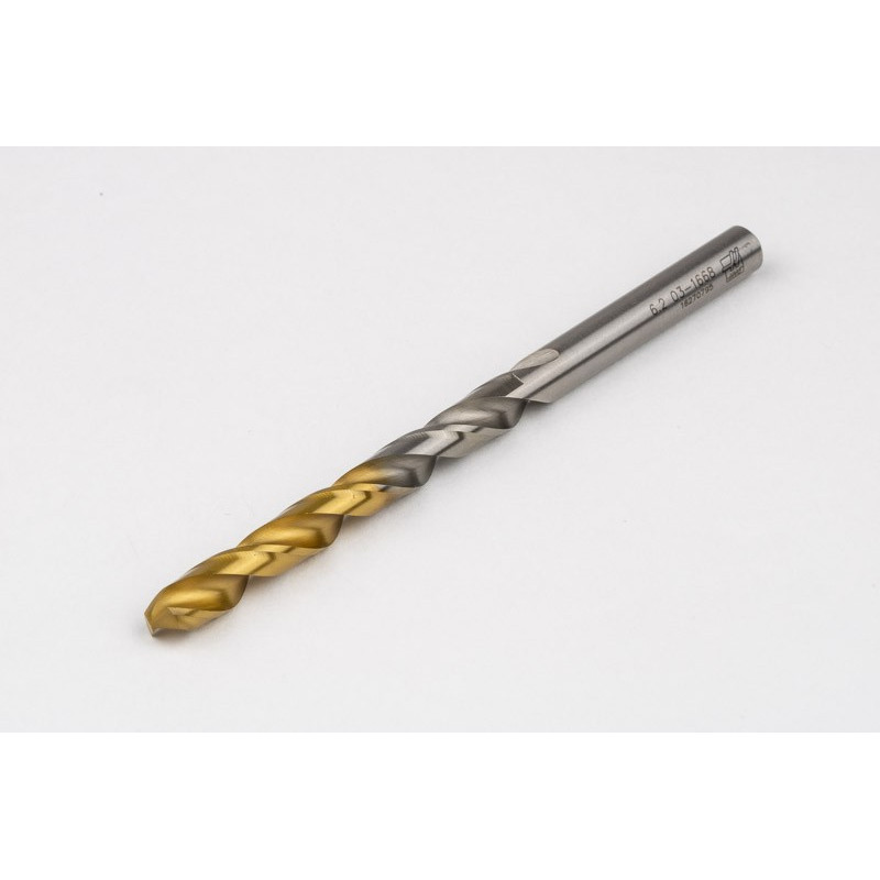 6.2mm Ø Cobalt Jobber Drill, 135° Point Angle x 30° Helix, 2 Flute, TiN Coated - Pack of 10