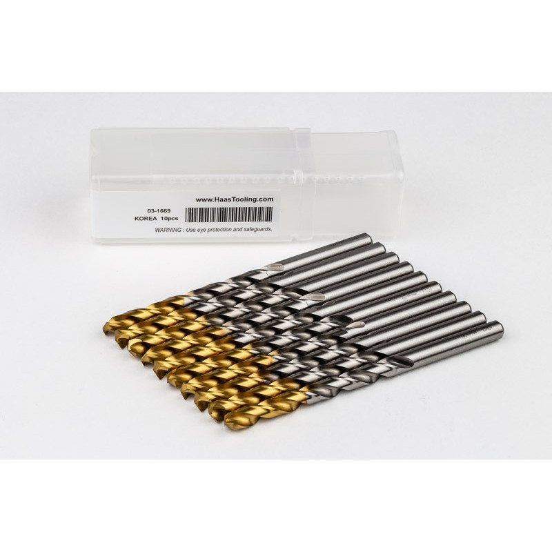 6.3mm Ø Cobalt Jobber Drill, 135° Point Angle x 30° Helix, 2 Flute, TiN Coated - Pack of 10