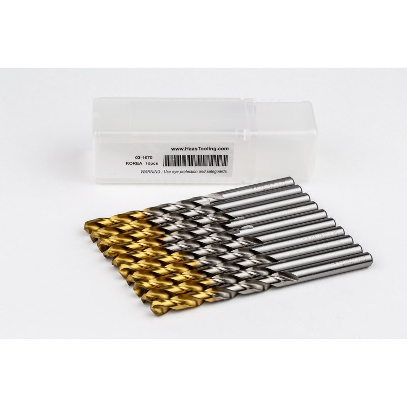 6.4mm Ø Cobalt Jobber Drill, 135° Point Angle x 30° Helix, 2 Flute, TiN Coated - Pack of 10