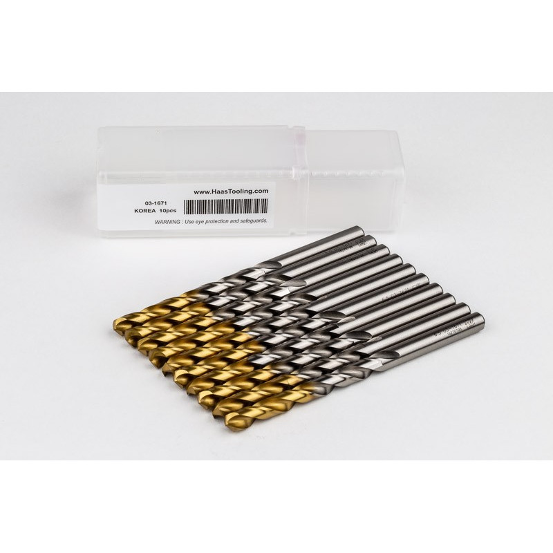 6.5mm Ø Cobalt Jobber Drill, 135° Point Angle x 30° Helix, 2 Flute, TiN Coated - Pack of 10