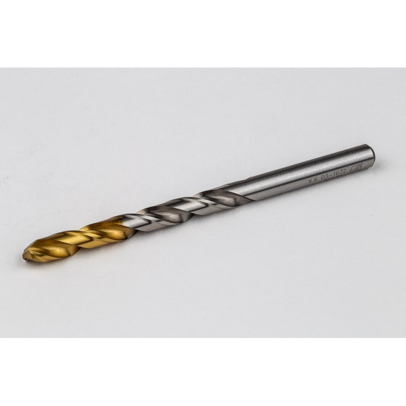 6.6mm Ø Cobalt Jobber Drill, 135° Point Angle x 30° Helix, 2 Flute, TiN Coated - Pack of 5