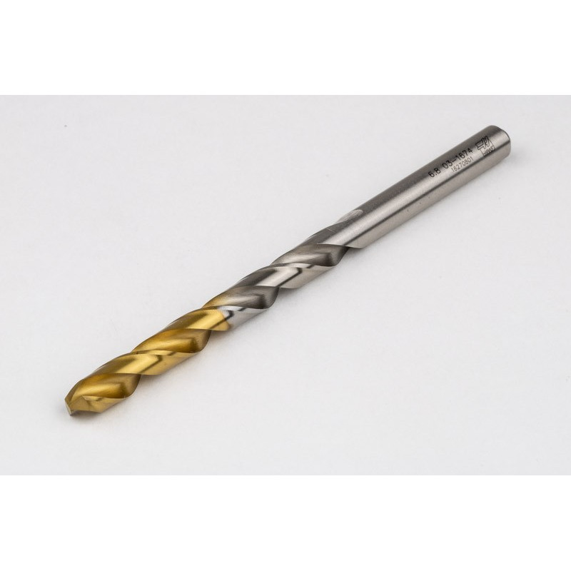 6.8mm Ø Cobalt Jobber Drill, 135° Point Angle x 30° Helix, 2 Flute, TiN Coated - Pack of 5
