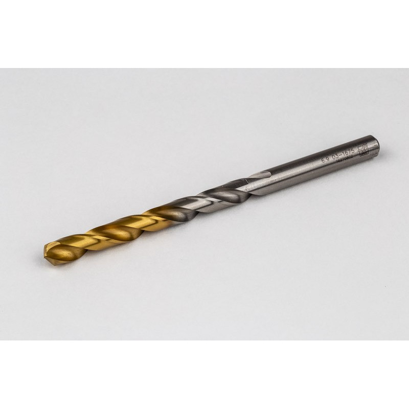 6.9mm Ø Cobalt Jobber Drill, 135° Point Angle x 30° Helix, 2 Flute, TiN Coated - Pack of 5