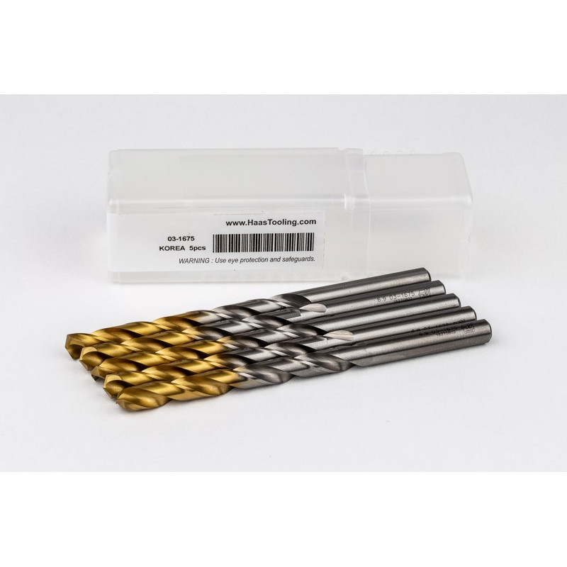 6.9mm Ø Cobalt Jobber Drill, 135° Point Angle x 30° Helix, 2 Flute, TiN Coated - Pack of 5