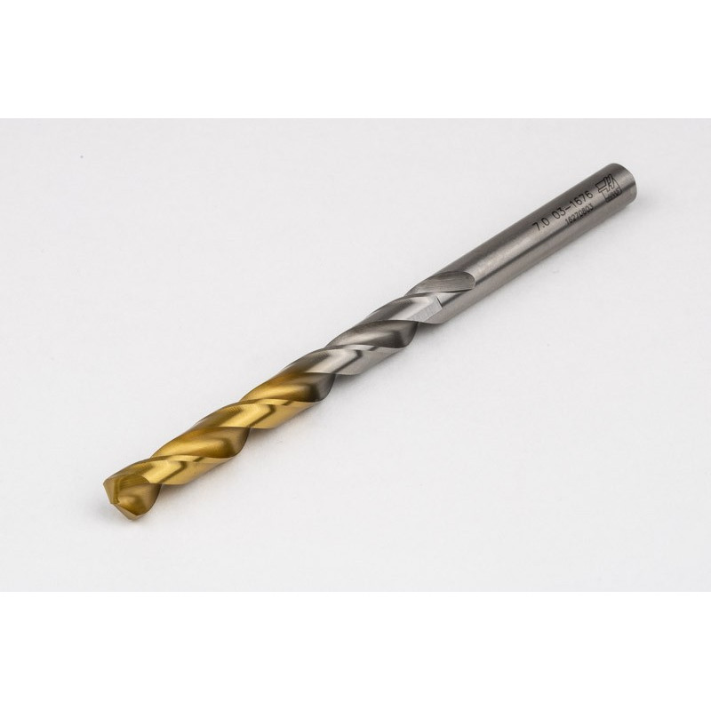 7mm Ø Cobalt Jobber Drill, 135° Point Angle x 30° Helix, 2 Flute, TiN Coated - Pack of 5