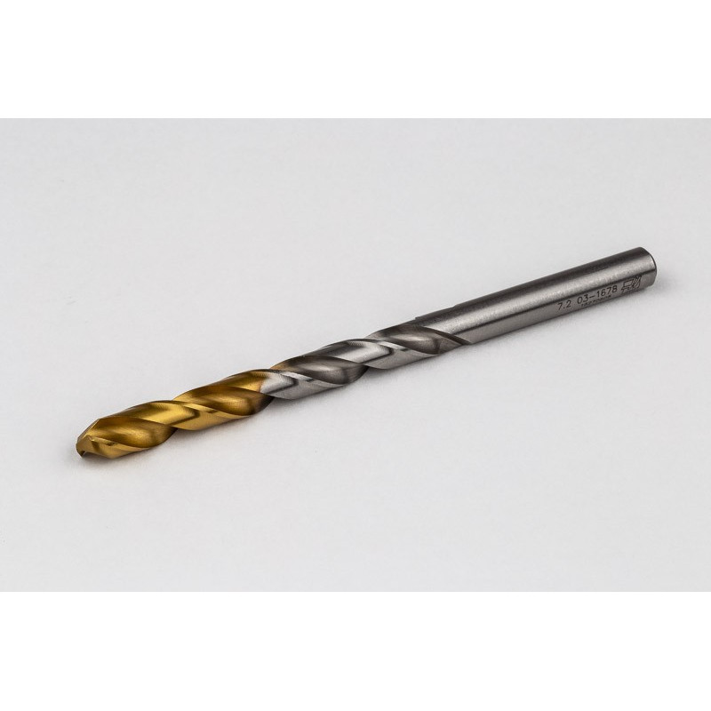 7.2mm Ø Cobalt Jobber Drill, 135° Point Angle x 30° Helix, 2 Flute, TiN Coated - Pack of 5