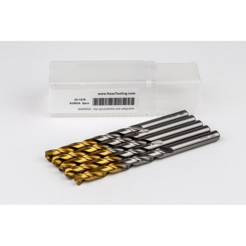 7.2mm Ø Cobalt Jobber Drill, 135° Point Angle x 30° Helix, 2 Flute, TiN Coated - Pack of 5