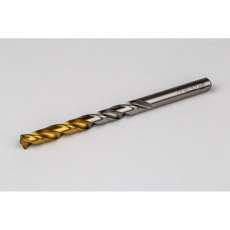 7.3mm Ø Cobalt Jobber Drill, 135° Point Angle x 30° Helix, 2 Flute, TiN Coated - Pack of 5