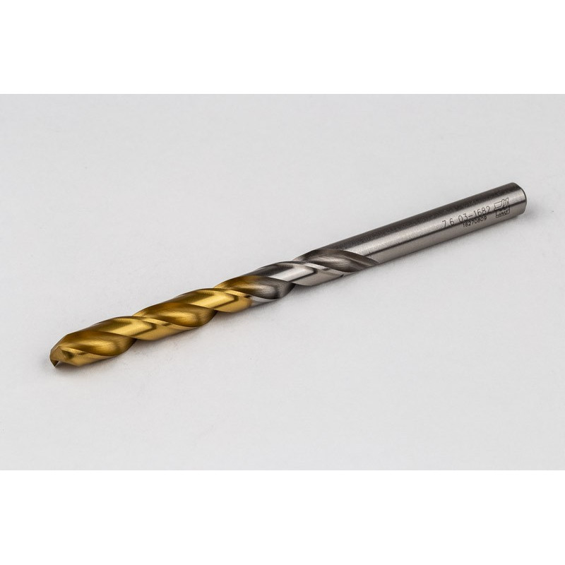 7.6mm Ø Cobalt Jobber Drill, 135° Point Angle x 30° Helix, 2 Flute, TiN Coated - Pack of 5