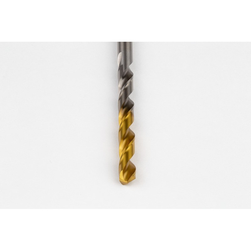 7.7mm Ø Cobalt Jobber Drill, 135° Point Angle x 30° Helix, 2 Flute, TiN Coated - Pack of 5