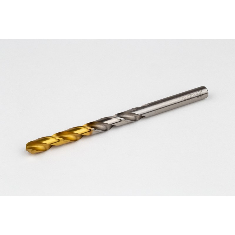 7.7mm Ø Cobalt Jobber Drill, 135° Point Angle x 30° Helix, 2 Flute, TiN Coated - Pack of 5