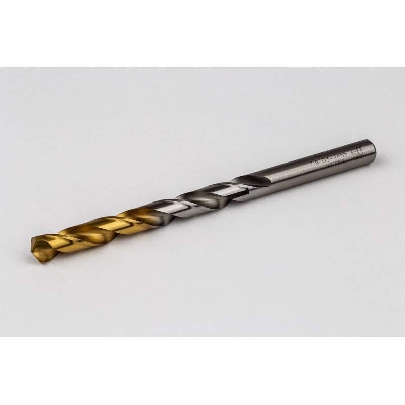 7.9mm Ø Cobalt Jobber Drill, 135° Point Angle x 30° Helix, 2 Flute, TiN Coated - Pack of 5