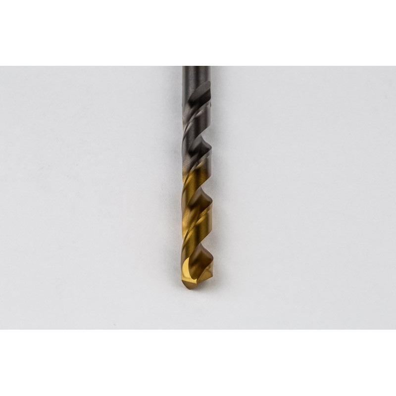 8.1mm Ø Cobalt Jobber Drill, 135° Point Angle x 30° Helix, 2 Flute, TiN Coated - Pack of 5