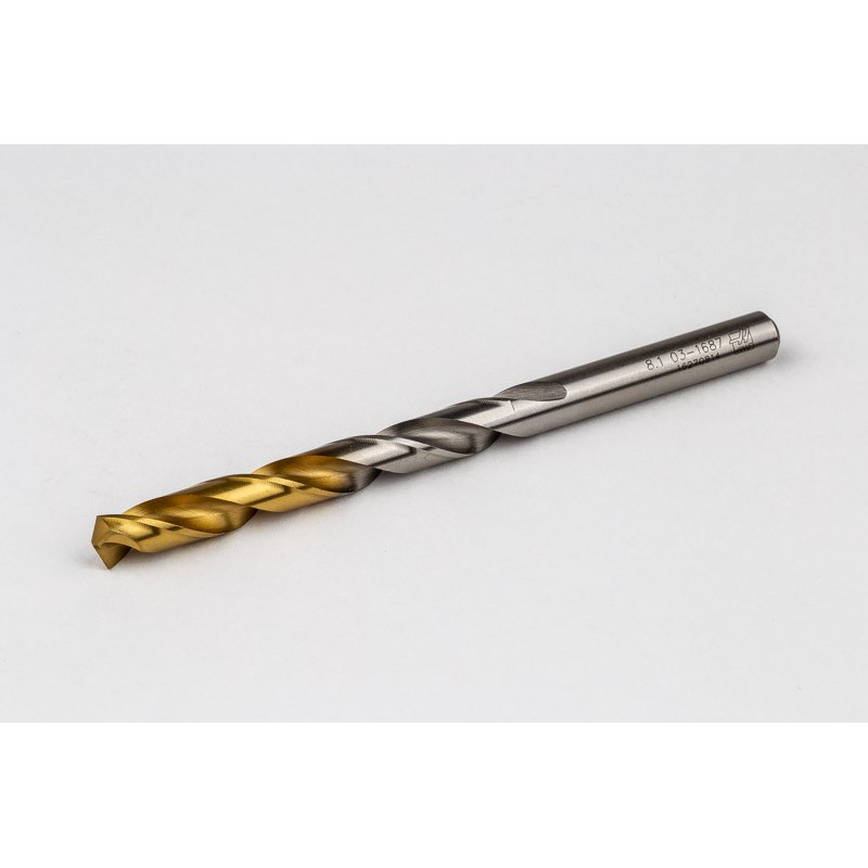8.1mm Ø Cobalt Jobber Drill, 135° Point Angle x 30° Helix, 2 Flute, TiN Coated - Pack of 5