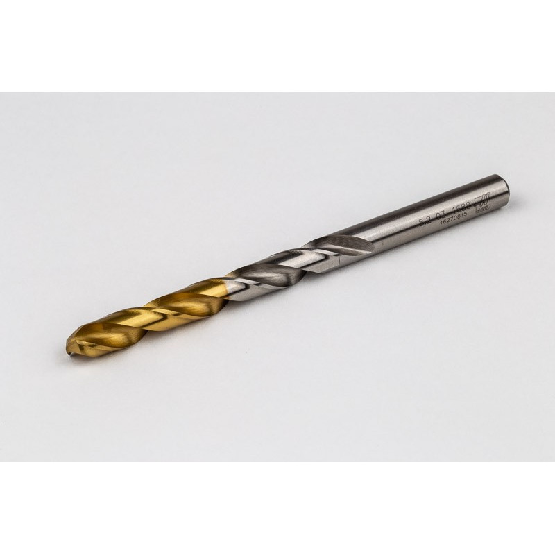 8.2mm Ø Cobalt Jobber Drill, 135° Point Angle x 30° Helix, 2 Flute, TiN Coated - Pack of 5