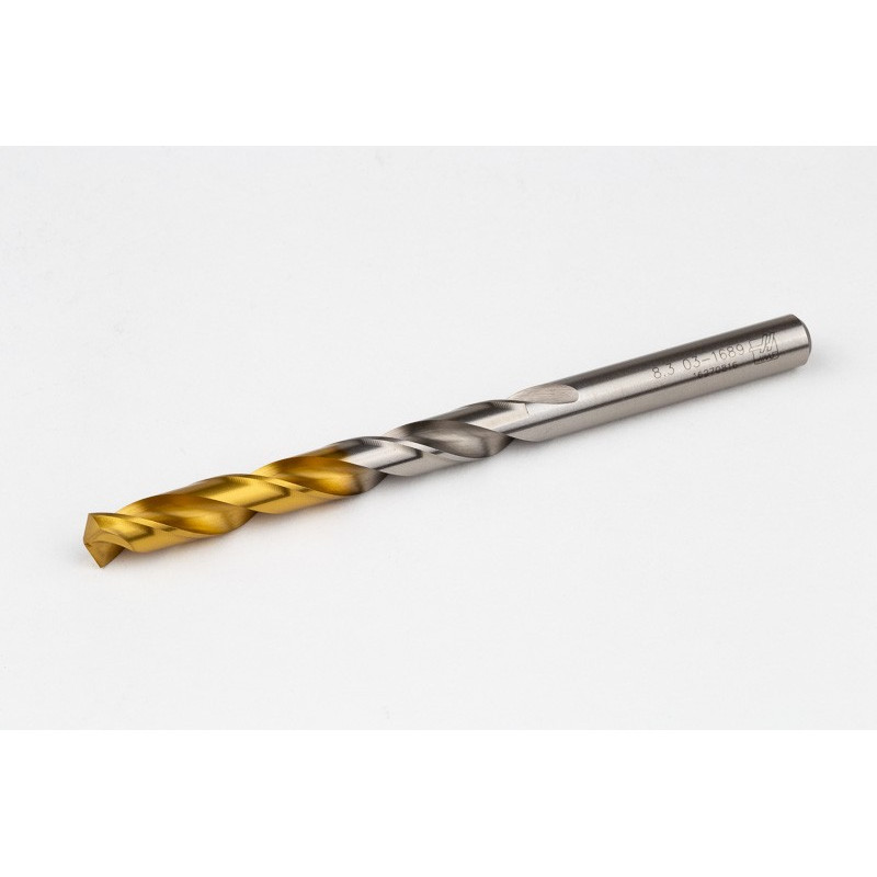 8.3mm Ø Cobalt Jobber Drill, 135° Point Angle x 30° Helix, 2 Flute, TiN Coated - Pack of 5