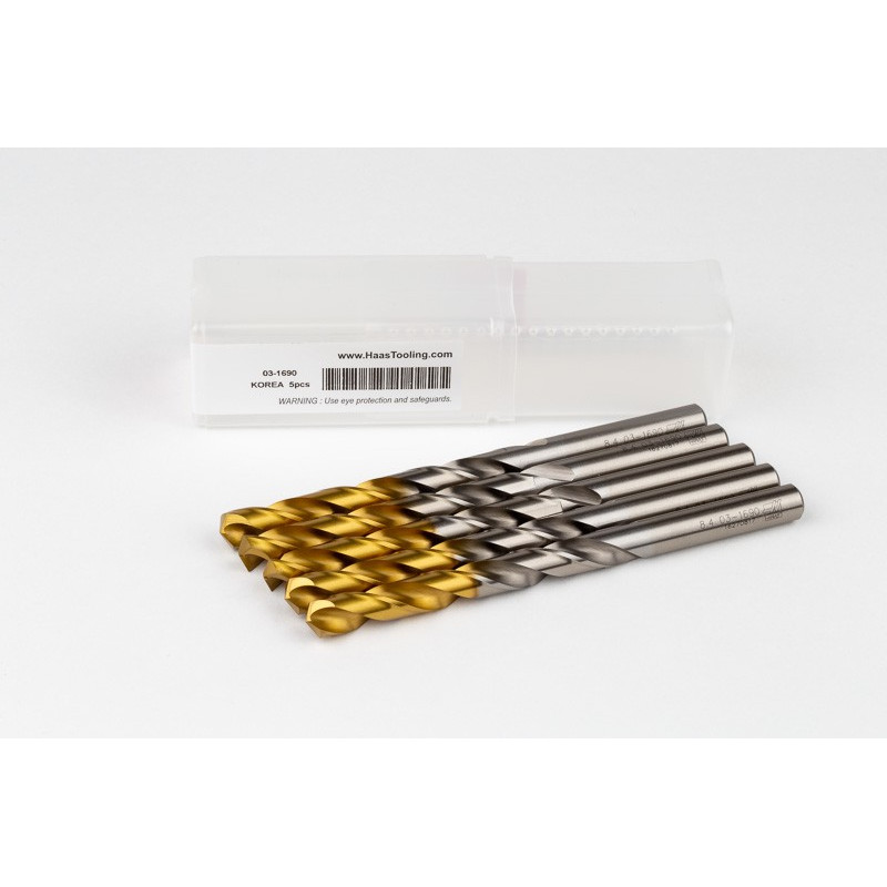 8.4mm Ø Cobalt Jobber Drill, 135° Point Angle x 30° Helix, 2 Flute, TiN Coated - Pack of 5