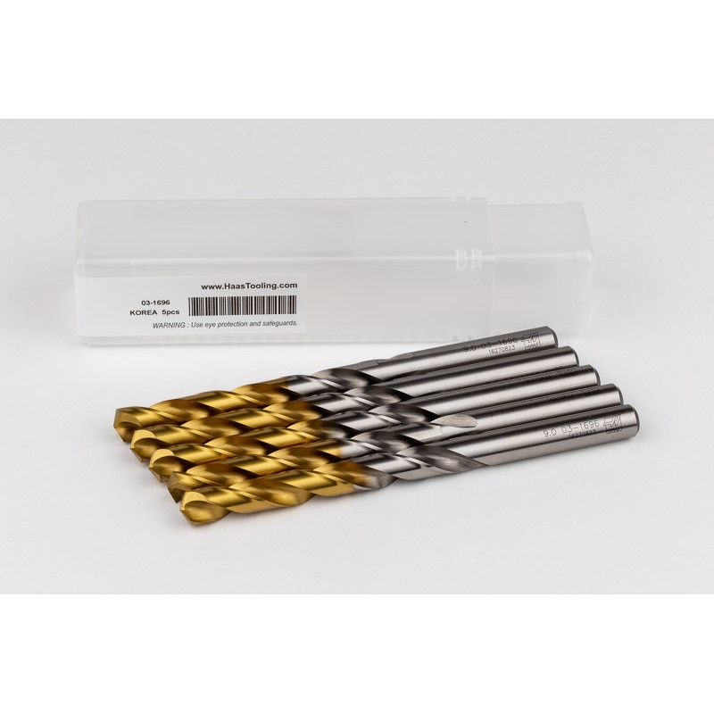 9mm Ø Cobalt Jobber Drill, 135° Point Angle x 30° Helix, 2 Flute, TiN Coated - Pack of 5