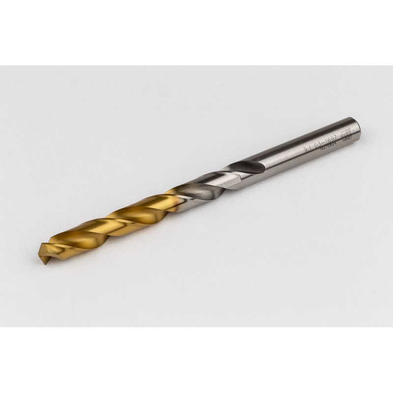 9.1mm Ø Cobalt Jobber Drill, 135° Point Angle x 30° Helix, 2 Flute, TiN Coated - Pack of 5