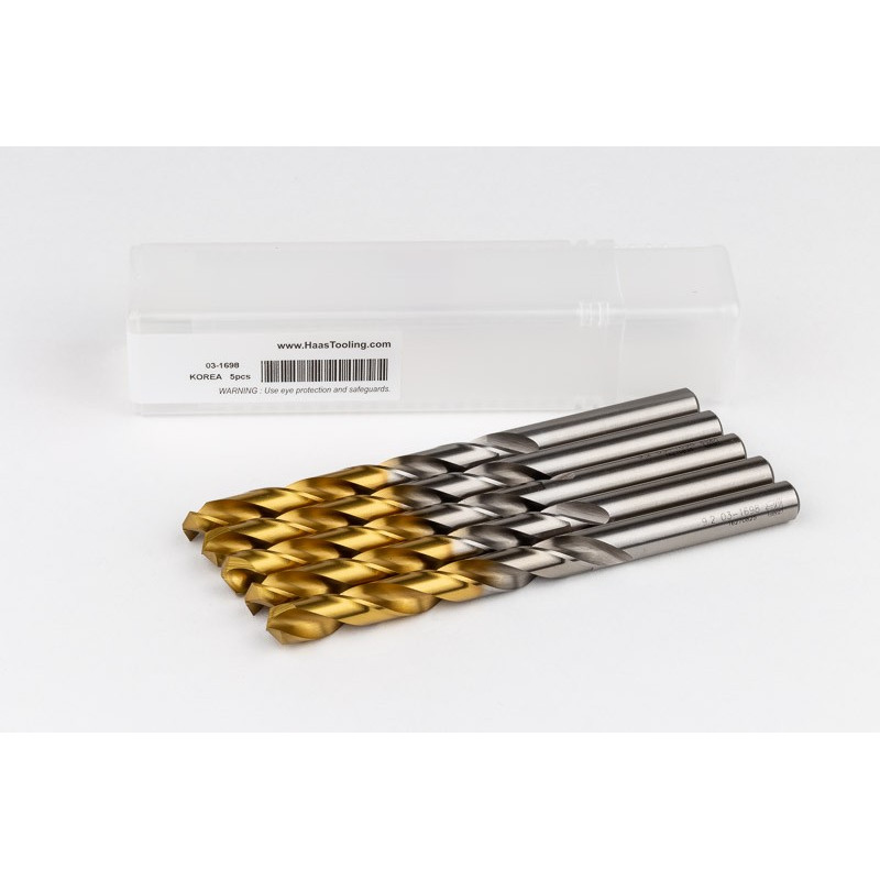 9.2mm Ø Cobalt Jobber Drill, 135° Point Angle x 30° Helix, 2 Flute, TiN Coated - Pack of 5